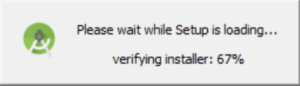 Okienko z napisem Please wait while Setup is loading... verifying installer: 67%